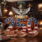 USA 250th anniversary commemorative decoration featuring an eagle, Liberty Bell, and patriotic numbers at Tvpcomebackshop