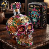Jose Cuervo Day of the Dead limited edition skull tequila bottle with box