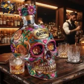 2026 Jose Cuervo Day of the Dead Limited Edition Tequila Glass Bottle 1 Jose Cuervo skull-shaped tequila bottle with floral art from Tvpcomebackshop