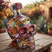 2026 Jose Cuervo Day of the Dead Limited Edition Tequila Glass Bottle 3 Jose Cuervo skull-shaped tequila bottle with floral art from Tvpcomebackshop