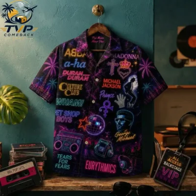 80s & 90s Music Legends Neon Hawaiian Shirt