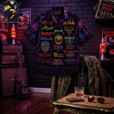 80s Hair Metal Neon Rock & Roll Vintage Hawaiian Shirt