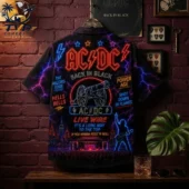 ACDC Neon Concert Hawaiian Shirt 2 AC/DC Back in Black themed neon button-up shirt