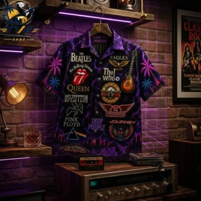 Classic Neon Rock Music Hawaiian Shirt