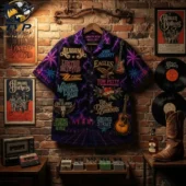 Country Rock Guitar Hawaiian Shirt 1 Vintage classic rock band logo pattern shirt by Tvpcomebackshop