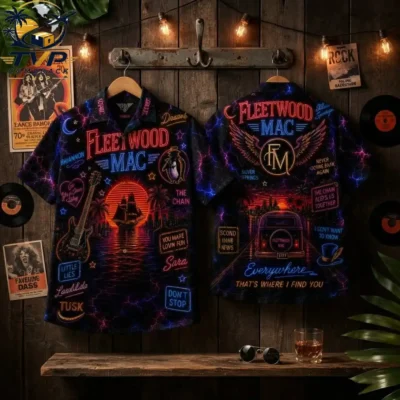Fleetwood Mac Neon Sunset Hawaiian Shirt Fleetwood Mac Neon Sunset Hawaiian Shirt