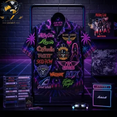 Glam Rock Neon Hawaiian Shirt