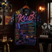 R&B Neon Soul Music Hawaiian Shirt 1 Black R&B themed short-sleeve shirt with neon graphics from Tvpcomebackshop