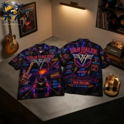 Van Halen 1984 Neon Hawaiian Shirt