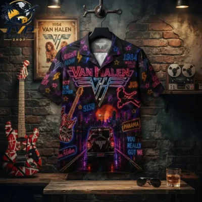 Van Halen 1984 Neon Hawaiian Shirt