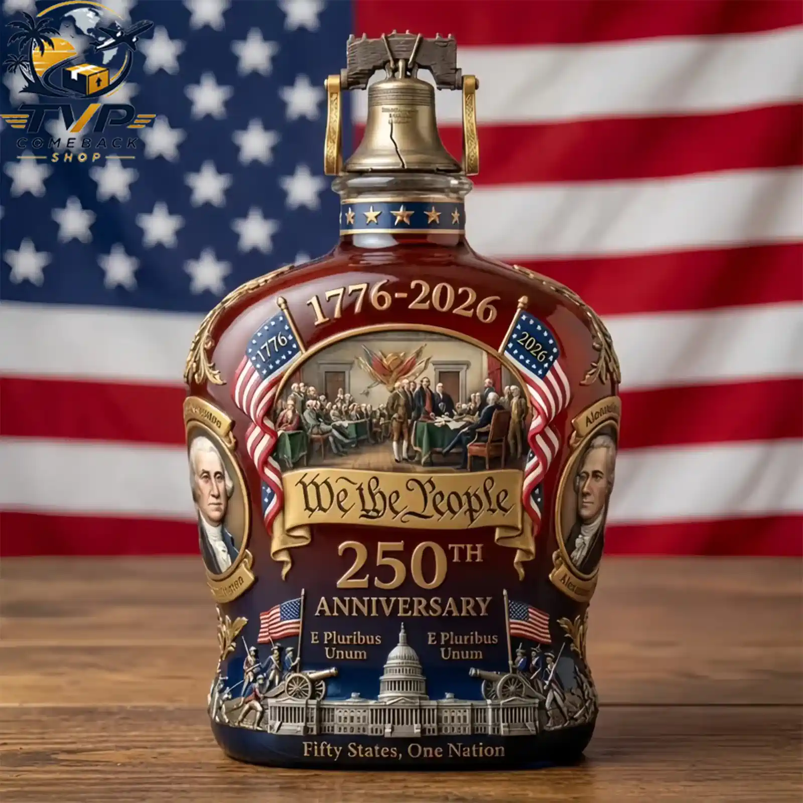 We The People 250th Anniversary Heritage Bottle And Glass Set We The People 250th Anniversary Heritage Bottle And Glass Set