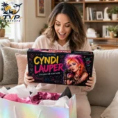 2026 Monopoly Cyndi Lauper Collector's Edition Board Game 2 Woman holding Cyndi Lauper Collector Edition Monopoly game