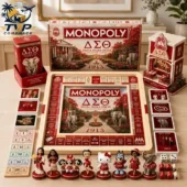 Delta Sigma Theta themed board game set on a wooden table from Tvpcomebackshop