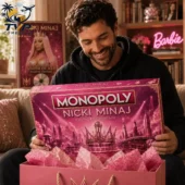 2026 Monopoly Nicki Minaj Collector Edition Board Game 2 Man holding a Nicki Minaj Collector Edition Monopoly game board box.