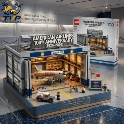 American Airlines 100th Anniversary Hangar Building Block Set