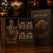 American Bison frontier legacy whiskey decanter and glass set by Tvpcomebackshop