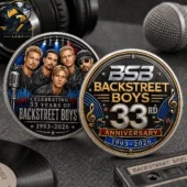 Two commemorative Backstreet Boys 33rd anniversary coins by Tvpcomebackshop