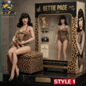 Bettie Page 1/6 scale articulated collector figure in leopard print outfit by Tvpcomebackshop.