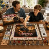 Blake Shelton Collector's Edition Monopoly Board Game 2 Father and son playing the Blake Shelton Collector's Edition Monopoly game by Tvpcomebackshop