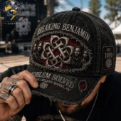 Breaking Benjamin Collectible Embroidered Rock Hat 2 Breaking Benjamin custom distressed black cap by Tvpcomebackshop