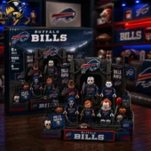 Buffalo Bills NFL themed brick building set with horror movie character figures by Tvpcomebackshop
