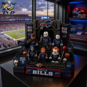 Buffalo Bills x Halloween Collectible Building Brick Sets 2026 2 Horror movie characters in Buffalo Bills team gear constructed from building blocks available at Tvpcomebackshop.