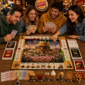 Group of friends playing Burger King edition board game by Tvpcomebackshop