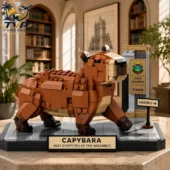 Capybara Just Dropping By The Assembly Collectible Building Brick Set 1 Brick-built capybara statue with State Assembly signage from Tvpcomebackshop