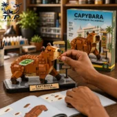Capybara Just Dropping By The Assembly Collectible Building Brick Set 2 Assembled capybara building block model kit from Tvpcomebackshop
