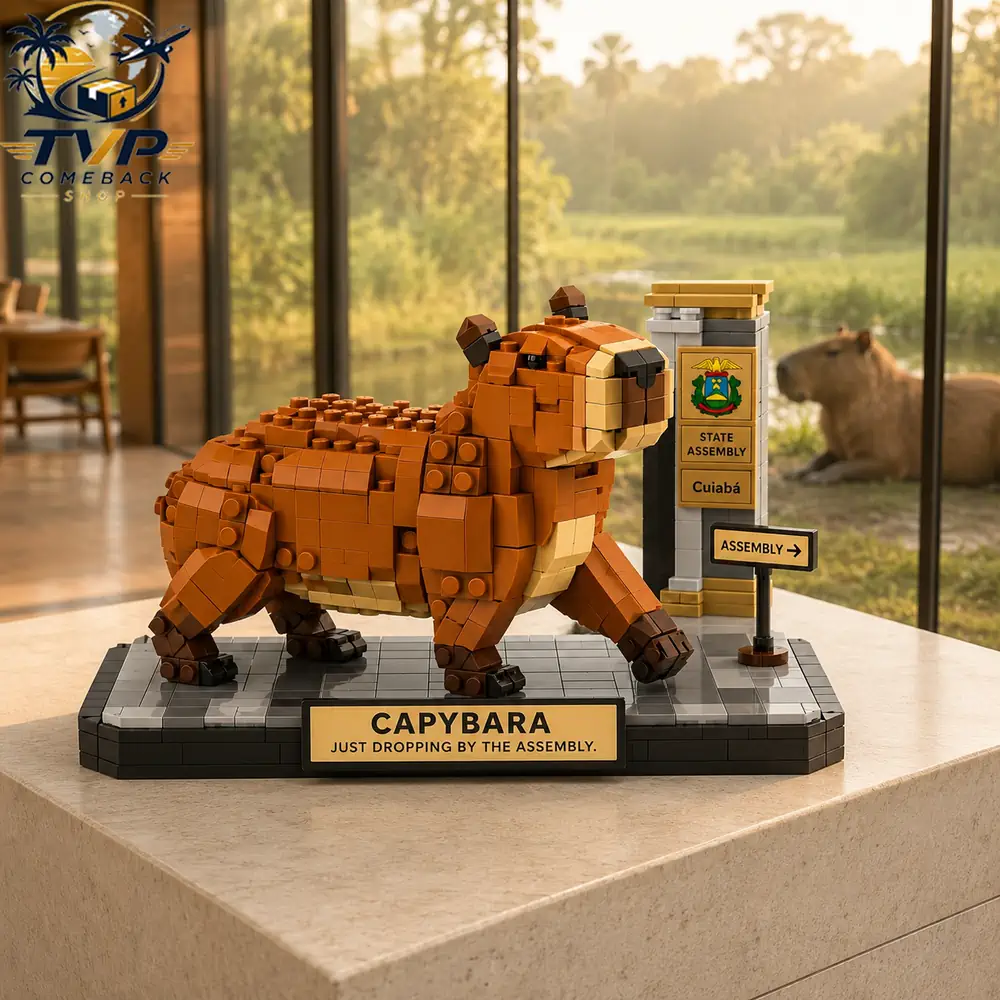 Capybara Just Dropping By The Assembly Collectible Building Brick Set Capybara Just Dropping By The Assembly Collectible Building Brick Set