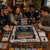 Group of fans playing Chicago Bears Monopoly board game at Tvpcomebackshop