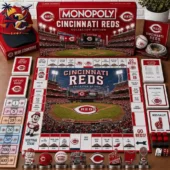 Cincinnati Reds Collector's Edition Monopoly Board Game 1 Cincinnati Reds Monopoly Collector Edition game board and components from Tvpcomebackshop