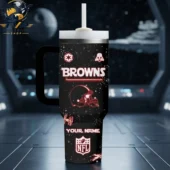 Custom Cleveland Browns NFL Star Wars themed insulated tumbler with handle