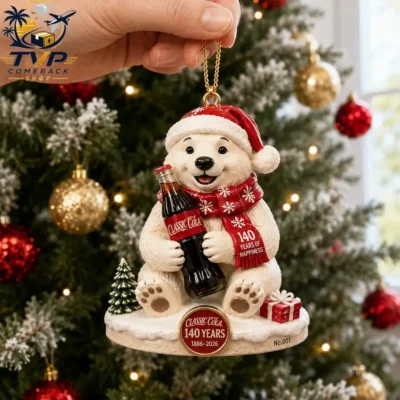 Coca-Cola Classic 140th Anniversary 1886-2026 Polar Bear Christmas Ornament