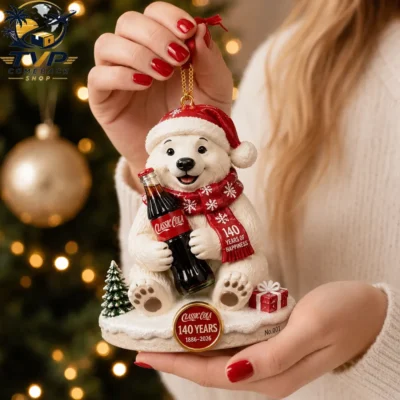 Coca-Cola Classic 140th Anniversary 1886-2026 Polar Bear Christmas Ornament
