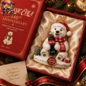 Classic Cola 140th Anniversary Christmas polar bear ornament in gift box