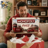 Coca-Cola Collector's Edition Monopoly Board Game 2026 3 Man holding a Coca-Cola Monopoly Collector Edition board game box from Tvpcomebackshop
