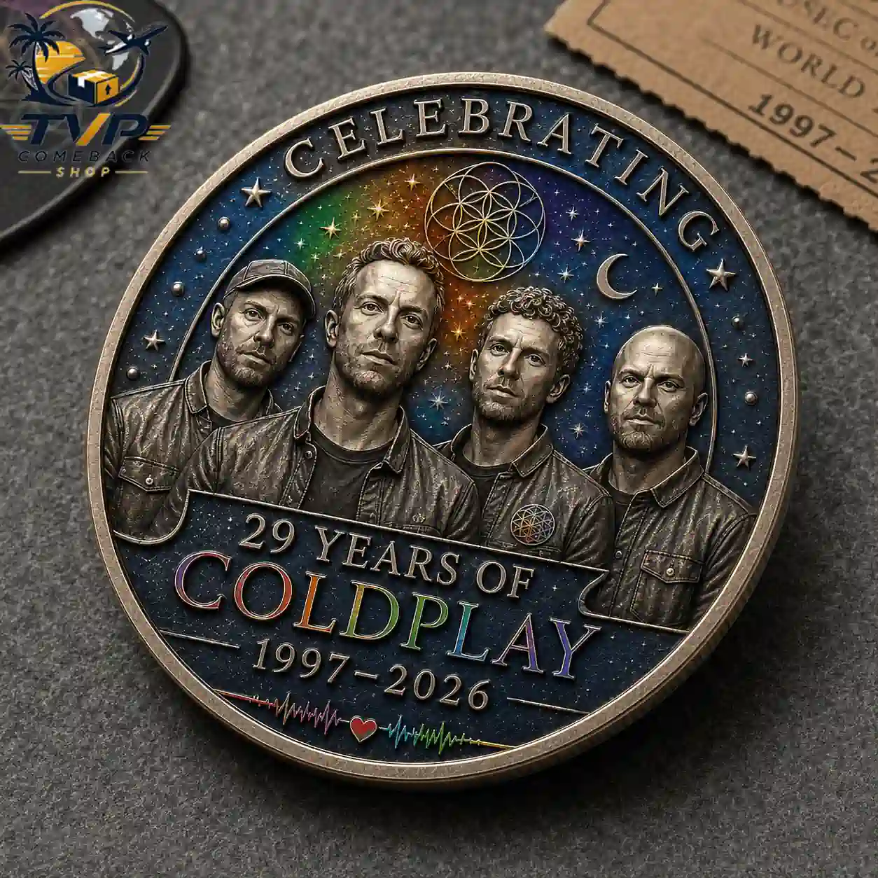 Coldplay 29th Anniversary 1997-2026 Collectible Coin Coldplay 29th Anniversary 1997-2026 Collectible Coin