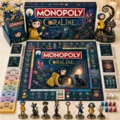 Coraline Collector Edition Monopoly game set with themed board, pieces, and currency available at Tvpcomebackshop.