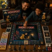 Coraline Collector's Edition Monopoly Board Game 2 Family playing the Coraline Collector Edition Monopoly board game from Tvpcomebackshop.