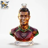 Crystal geometric bust of Cristiano Ronaldo wearing a Portugal jersey
