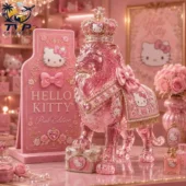 Crown Royal 87th Anniversary x Hello Kitty Whiskey Lion Bottle 2 Hello Kitty lion figurine in pink crystal with crown from Tvpcomebackshop