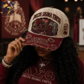 Distressed Delta Sigma Theta baseball cap with embroidery