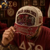 Delta Sigma Theta distressed cap with intricate embroidery by Tvpcomebackshop