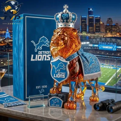 Detroit Lions Crown Royal Whiskey Lion Bottle