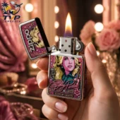 Dolly Parton themed metal lighter with flame, available at Tvpcomebackshop.