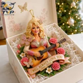 Dolly Parton tribute Christmas ornament in gift box from Tvpcomebackshop