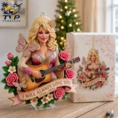 Dolly Parton tribute ornament with guitar and flowers from Tvpcomebackshop