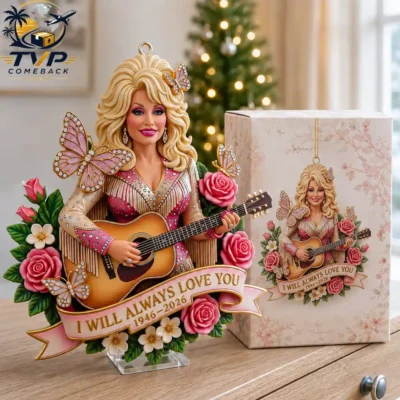 Dolly Parton Rose Butterfly I Will Always Love You 1946-2026 Memorial Christmas Ornament