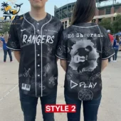 Ed Sheeran x Texas Rangers LOOP Tour 2026 Baseball Jersey 1 Ed Sheeran Texas Rangers baseball jersey collaboration